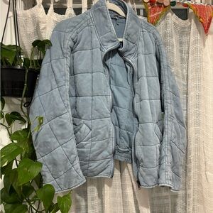 Free People Sky Blue Quilted Dolman Jacket